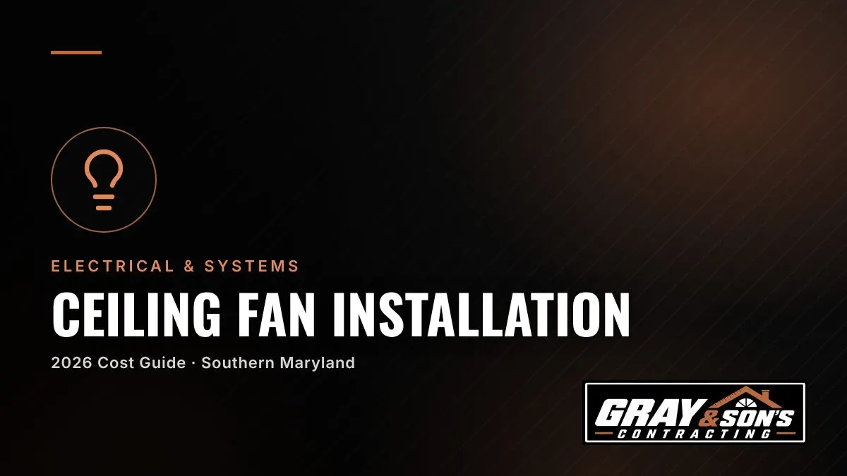 Ceiling Fan Installation Cost in Southern Maryland cost guide for Southern Maryland homeowners
