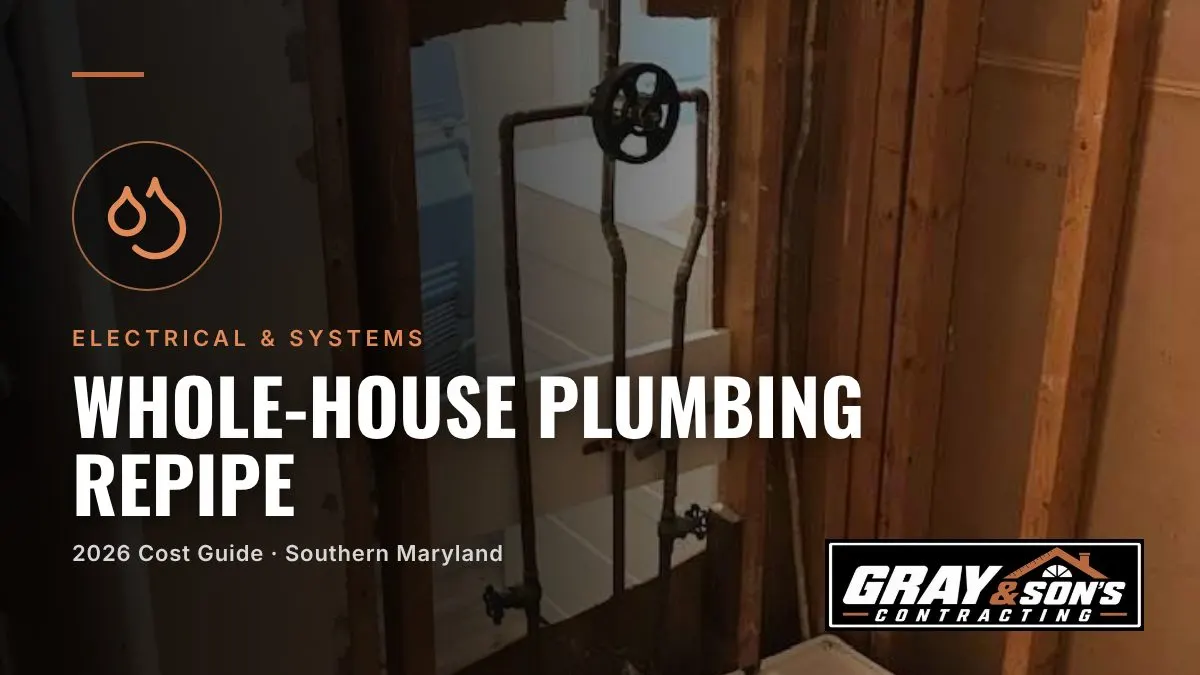 Whole-House Plumbing Repipe Cost in Southern Maryland cost guide for Southern Maryland homeowners