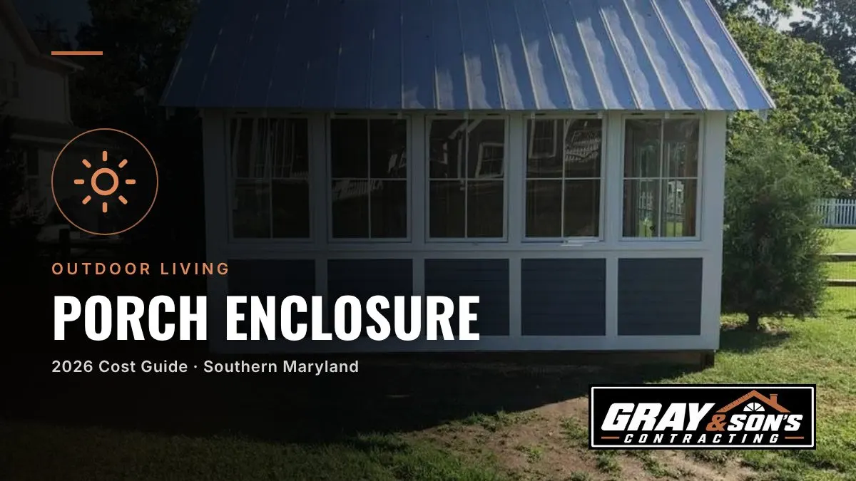 Porch Enclosure Cost in Southern Maryland for Screened, Three-Season, and Four-Season Rooms cost guide for Southern Maryland homeowners