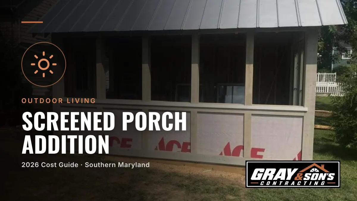 Screened Porch Addition Cost in Southern Maryland cost guide for Southern Maryland homeowners
