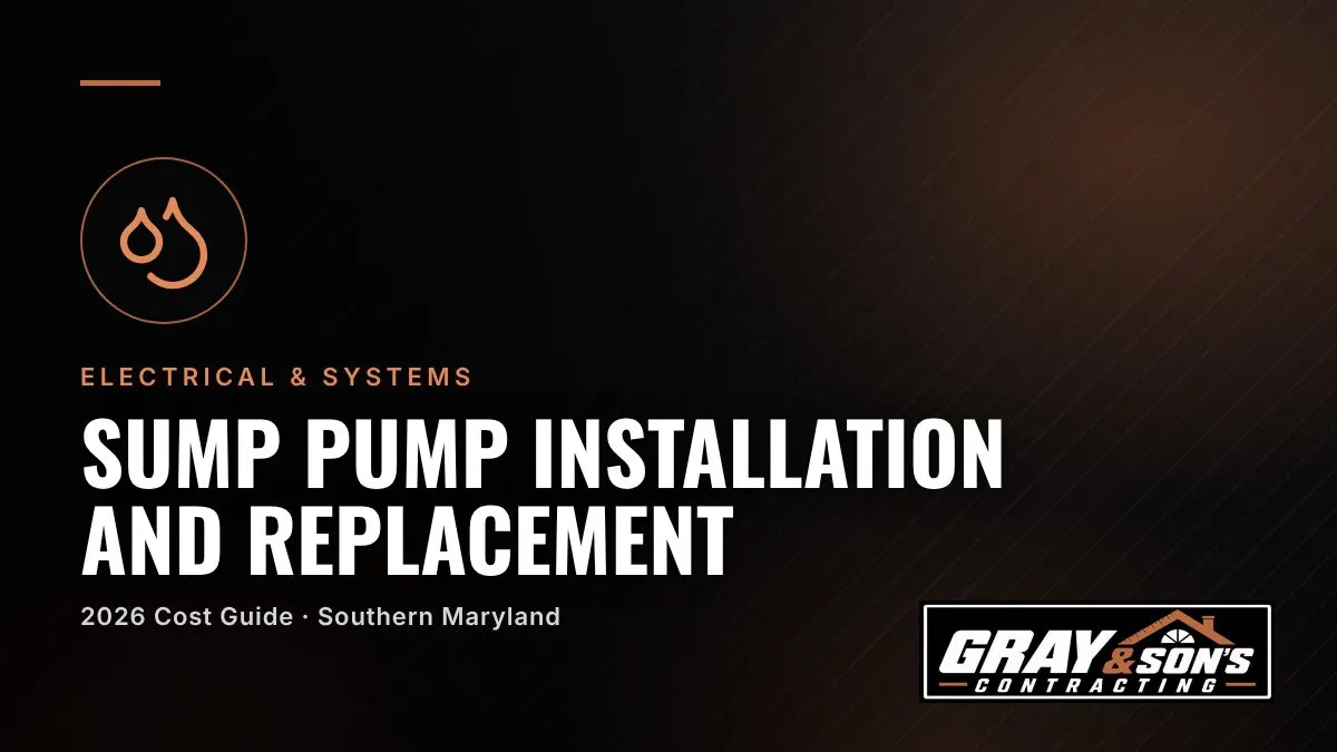 Sump Pump Installation and Replacement Cost in Southern Maryland cost guide for Southern Maryland homeowners