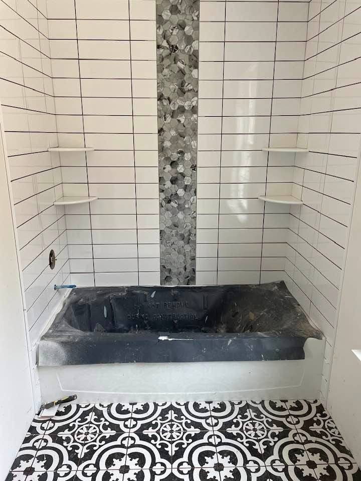 Tiled Tub Surround, Finished, Gray & Sons Contracting project in Southern Maryland